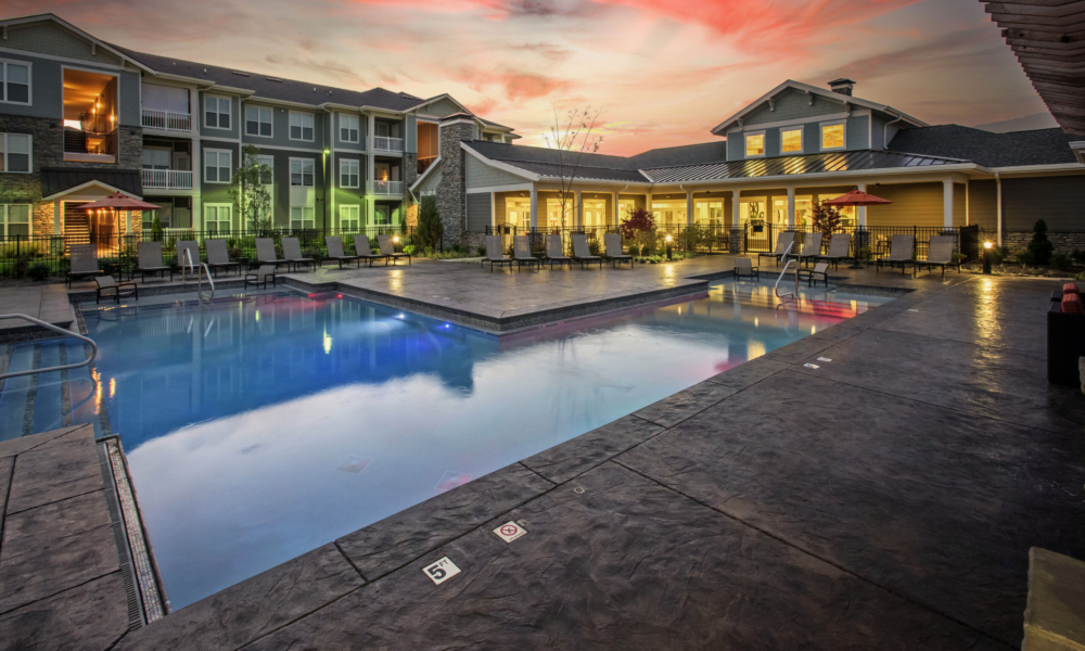 Brookview at Apex Clubhouse, Pool, Sunset